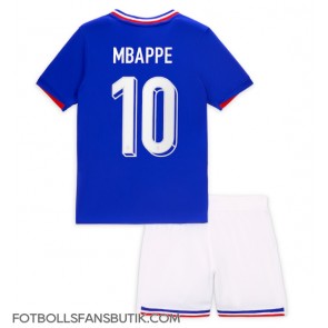 Frankrike Kylian Mbappe #10 Replika Hemmatröja Barn EM 2024 Kortärmad (+ Korta byxor)